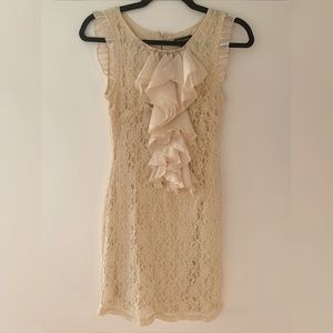 Lace Dress with Front Ruffle